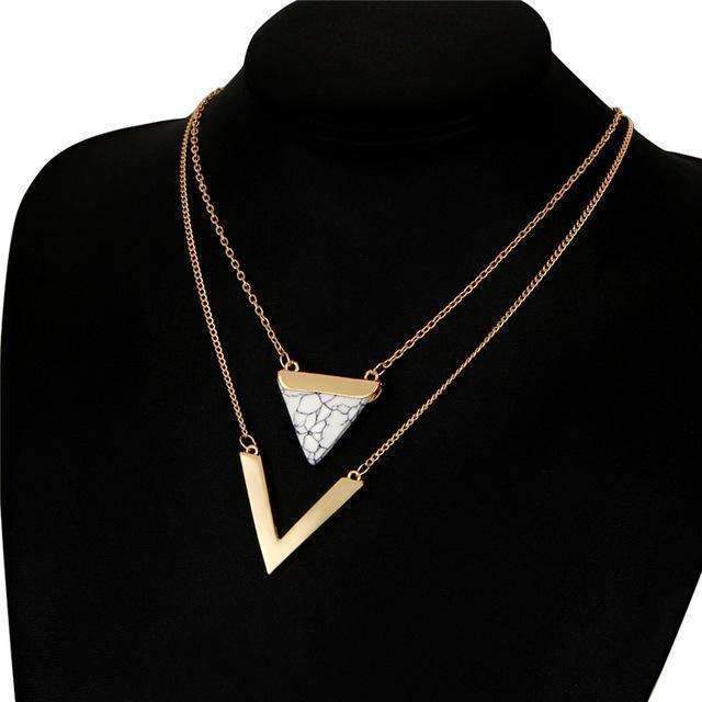 Marble Chevron Double Layer Necklace