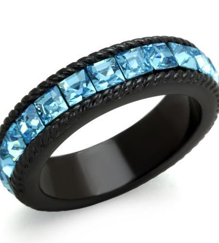 TK1867 - IP Black(Ion Plating) Stainless Steel Ring with Top Grade